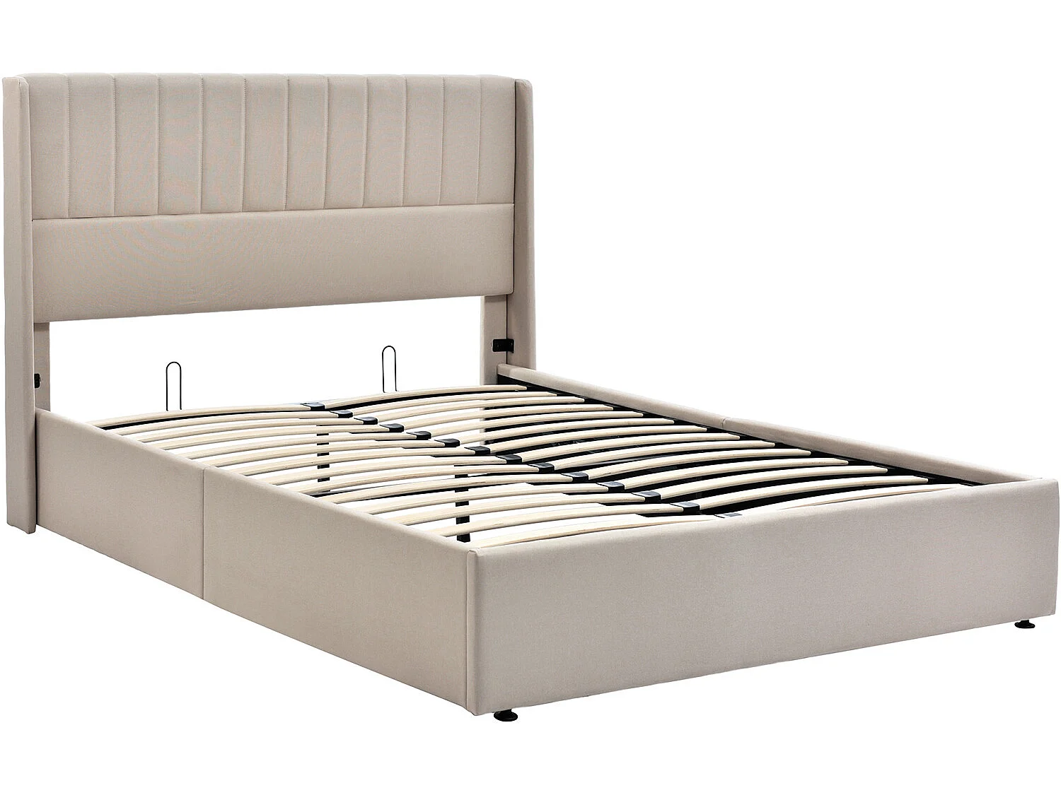 Lit coffre 140x200cm avec sommier à lattes relevable  - Beige - Sweiko