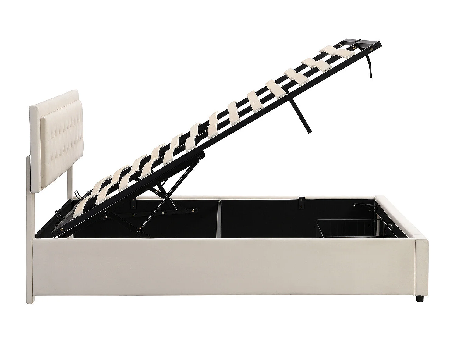 Lit coffre adulte avec tiroirs - tête de lit réglable - 180x200cm - beige - Sweiko