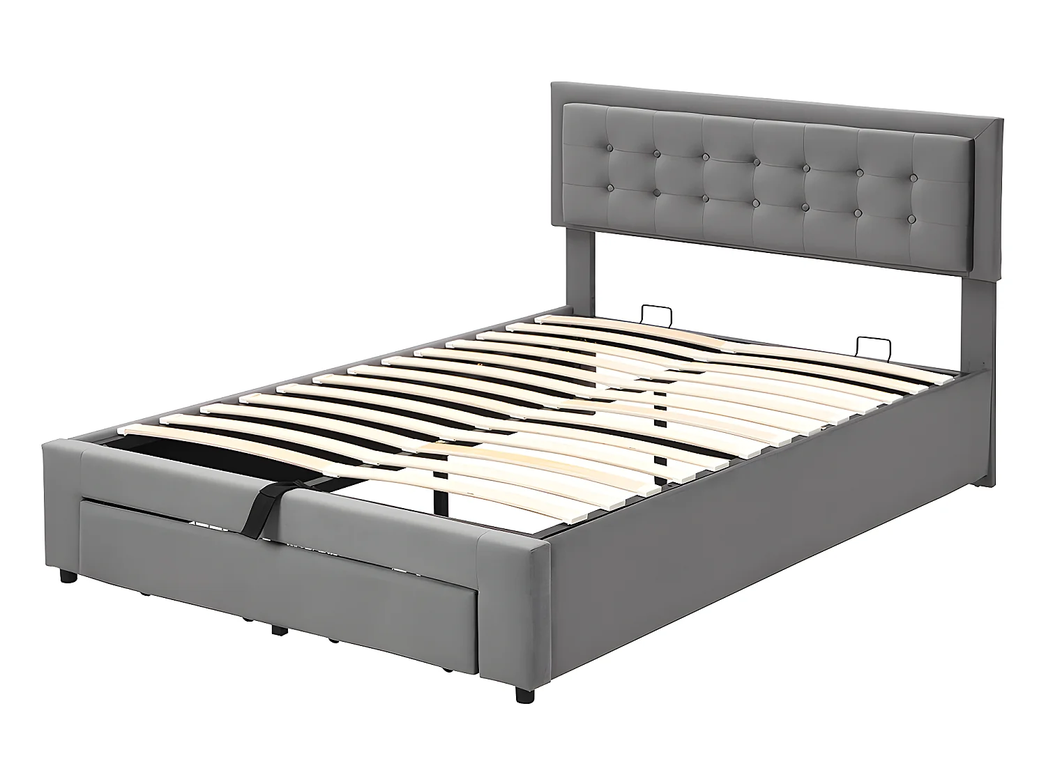 Lit coffre Lit 140 x 200 cm avec tiroirs - gris - Sweiko