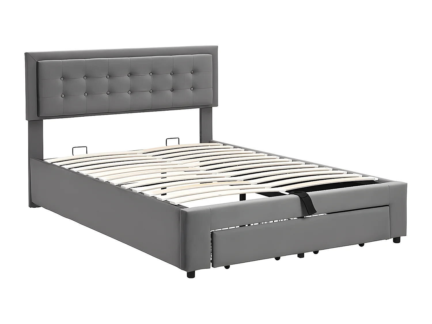 Lit coffre Lit 140 x 200 cm avec tiroirs - gris - Sweiko