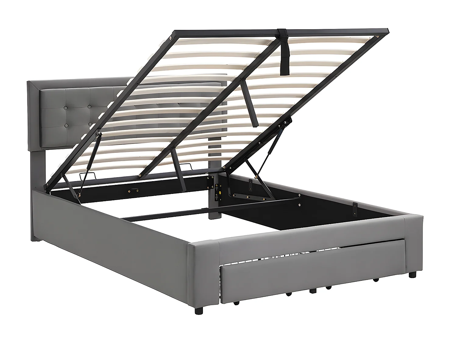 Lit coffre Lit 140 x 200 cm avec tiroirs - gris - Sweiko