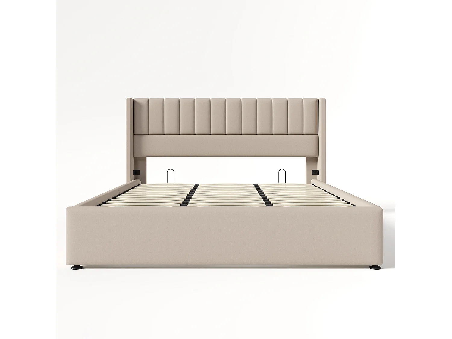Lit coffre Lit de rangement - Lit double 180x200 cm lin beige - Sweiko