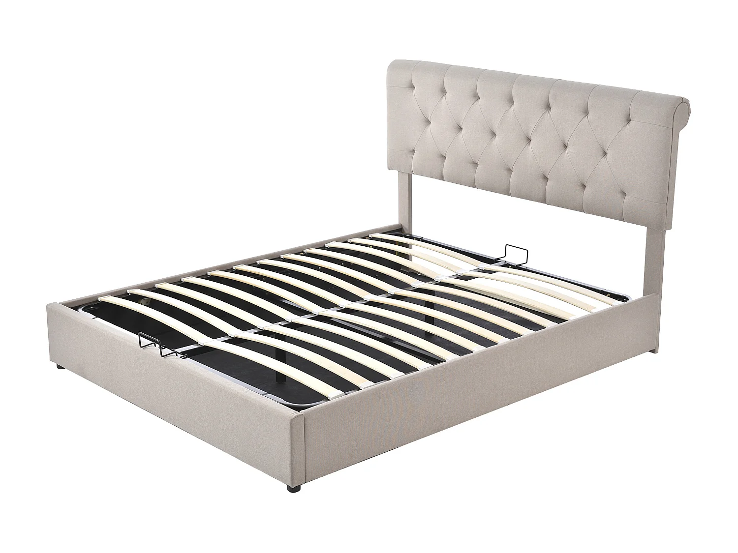Lit coffre Lit double - avec rangement Blanc cassé 140x200cm（Avec matelas） - Sweiko