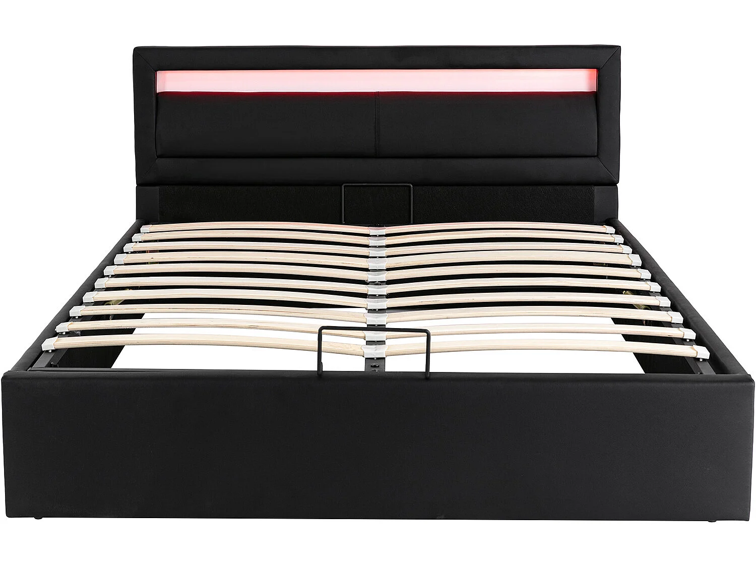 Lit LED coffre 140 x 200 cm - avec LED multicolore - Noir Espace de rangement - Sweiko