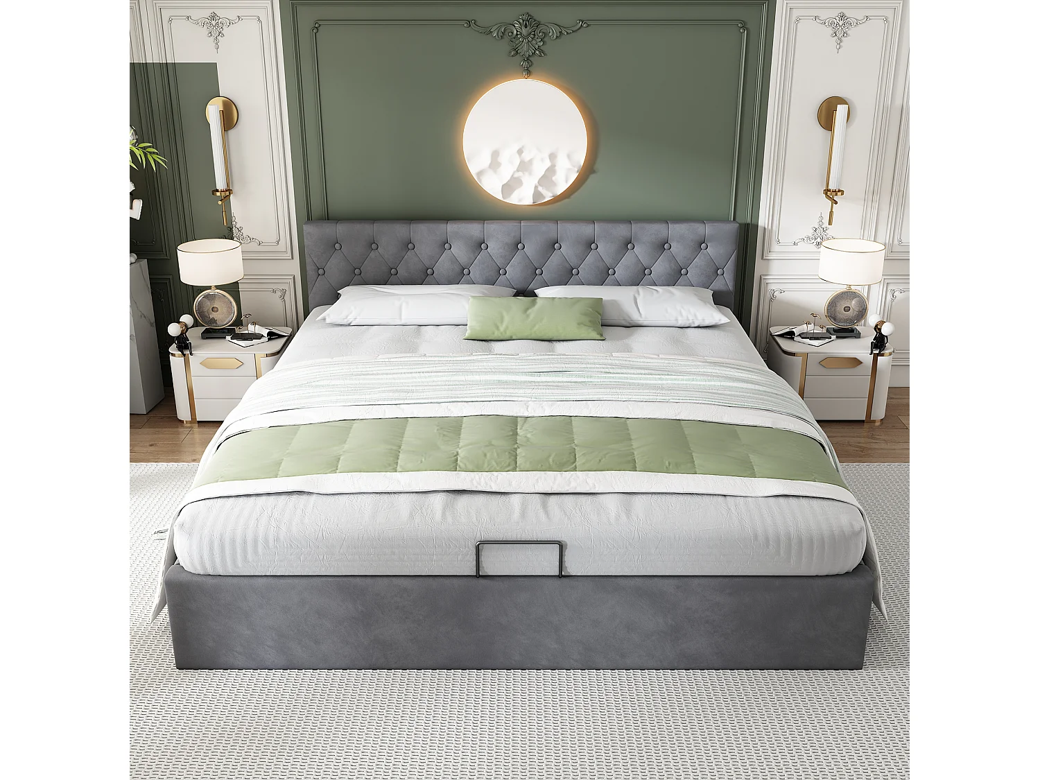 Lit coffre 180 x 200 cm - avec espace de rangement - Gris - Sweiko