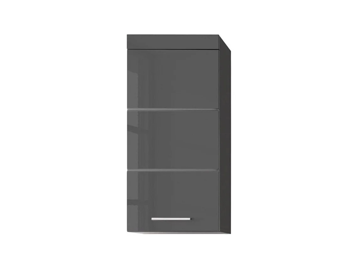 Meuble haut gris brillant 1 porte Kelia 37cm