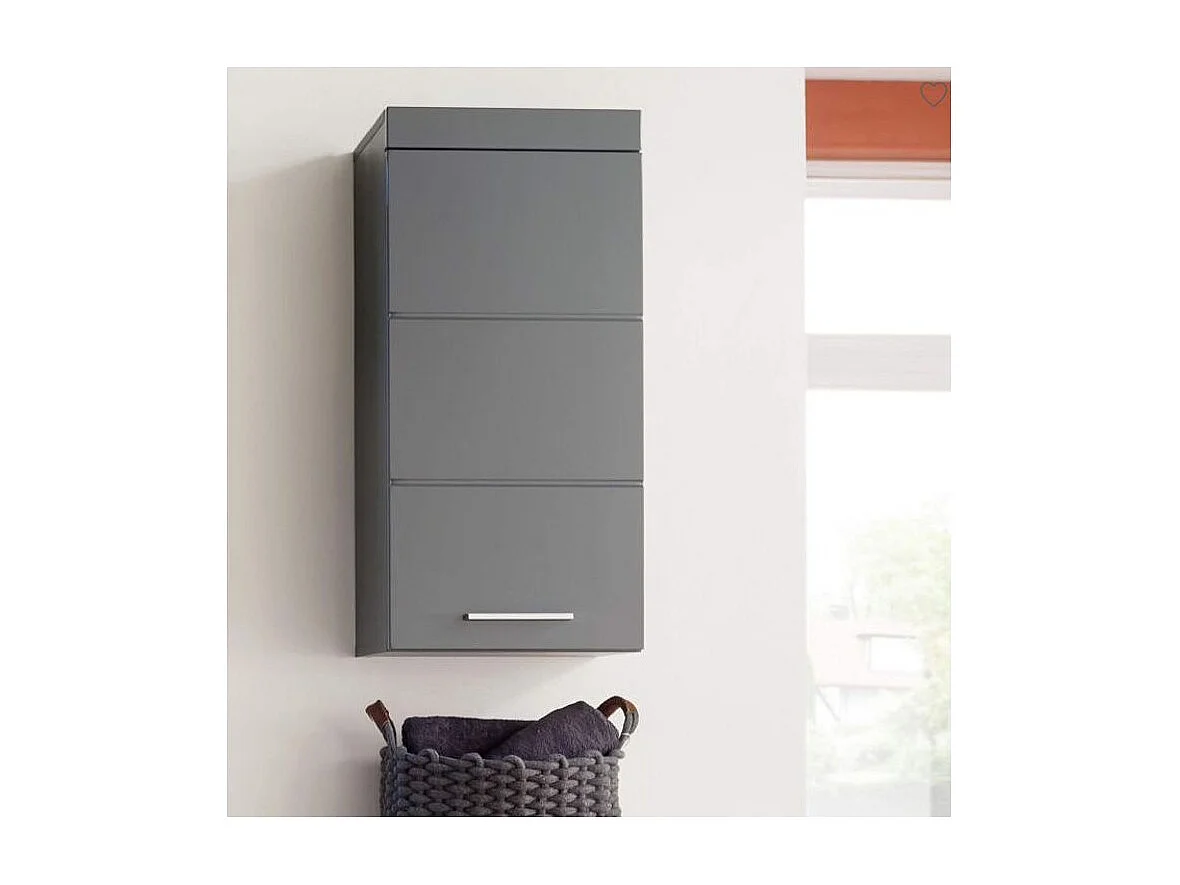 Meuble haut gris brillant 1 porte Kelia 37cm