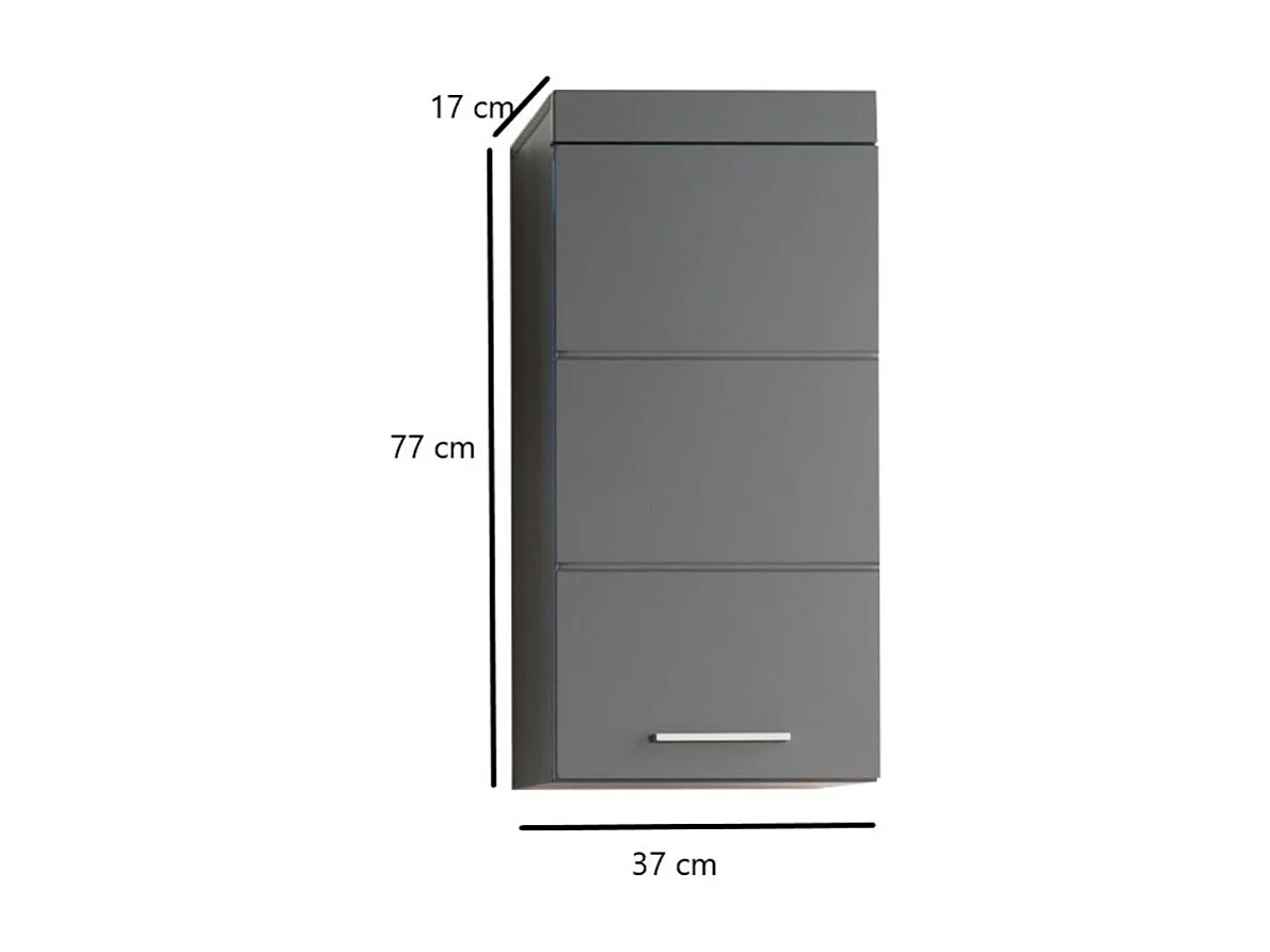 Hoogglans grijze kast met 1 deur Kelia 37 cm