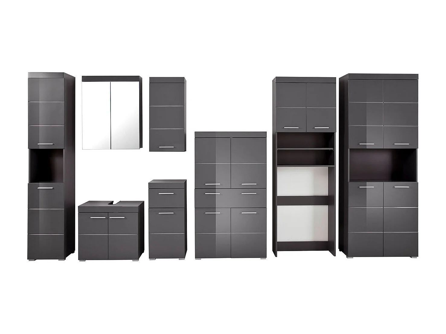 Hoogglans grijze kast met 1 deur Kelia 37 cm