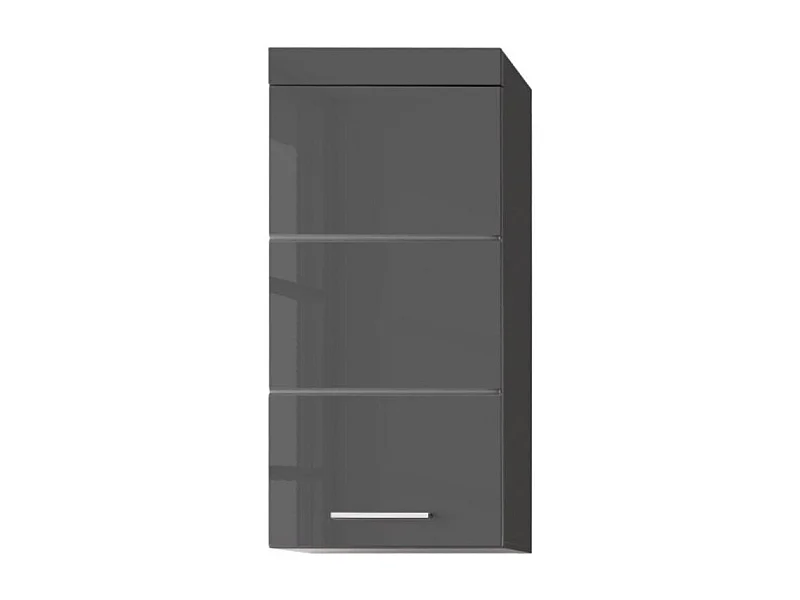 Meuble haut gris brillant 1 porte Kelia 37cm