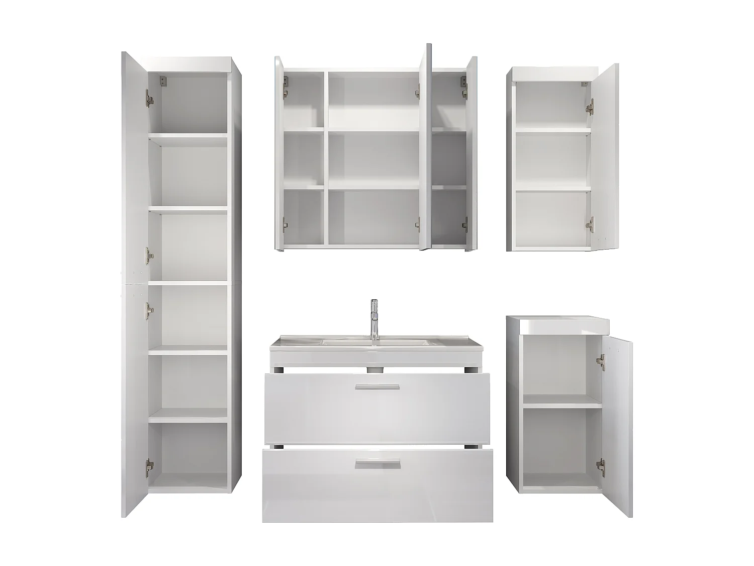 Botiquín blanco con espejo Divone 80 cm