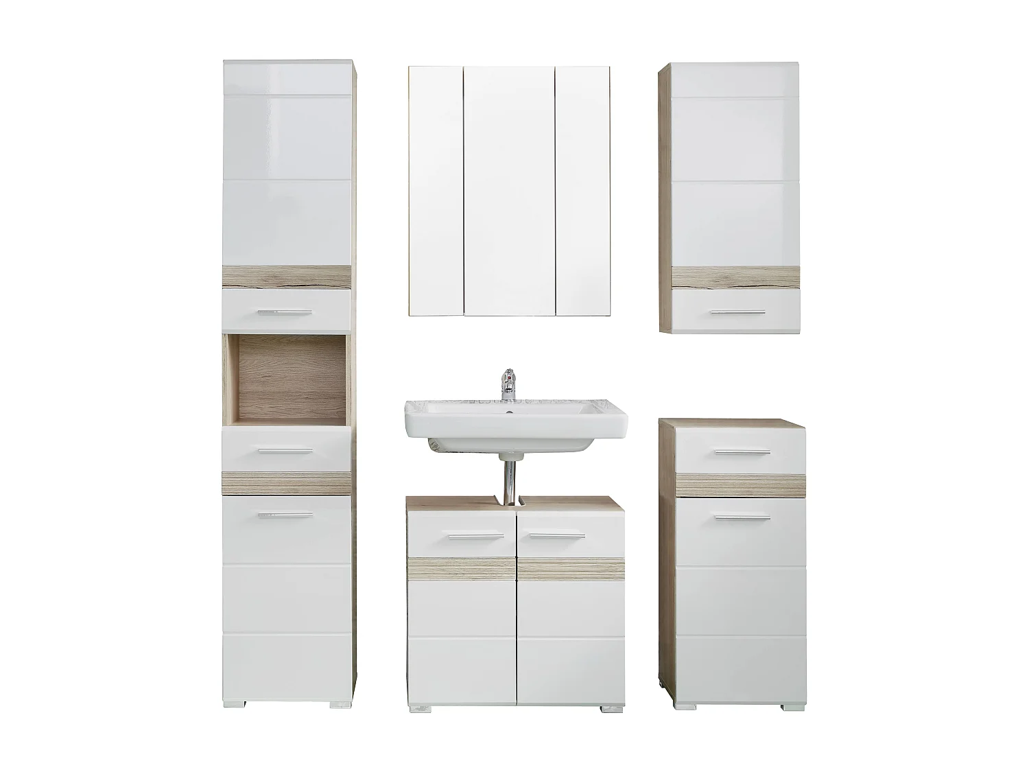 SetOneBad Spiegel  Eiche Dekor, Spiegelglas.