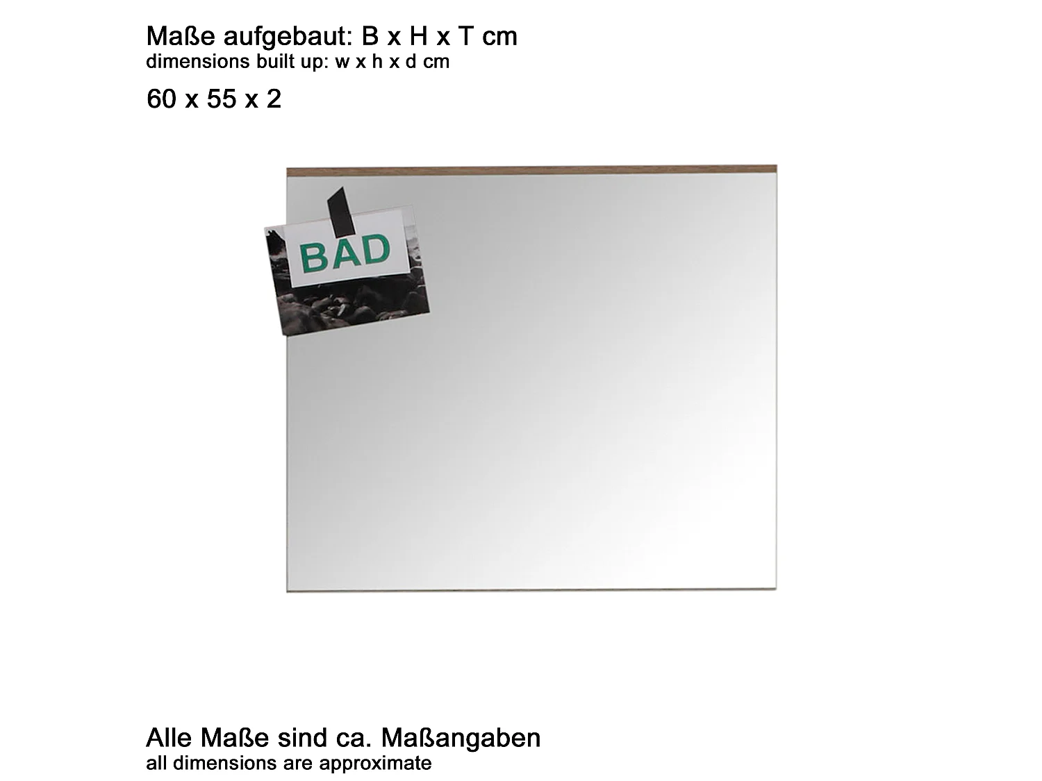 SetOneBad Miroir, imitation chêne, miroir en verre.
