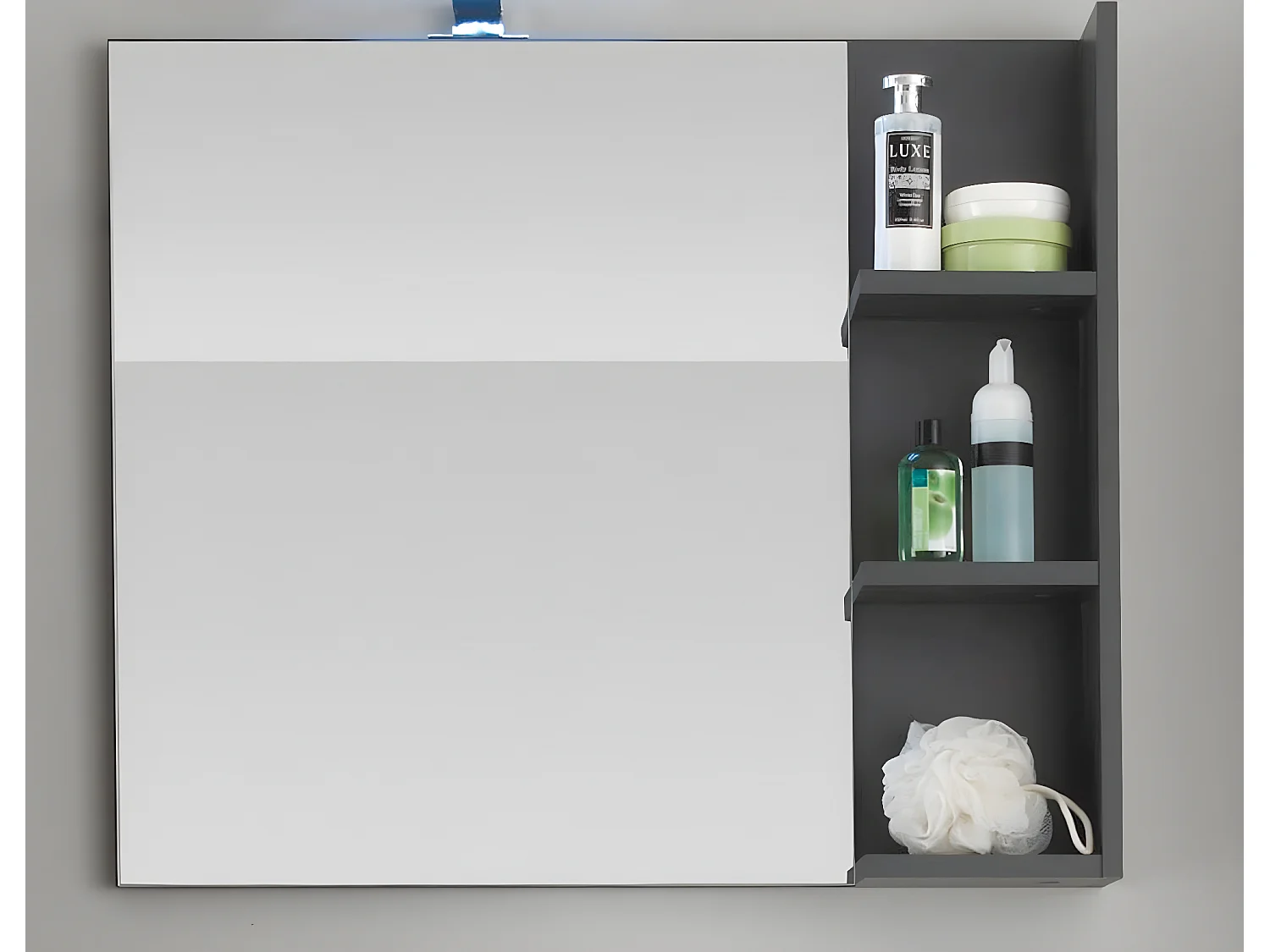 BeachBad spiegel 3 open vakken grijs, spiegelglas.