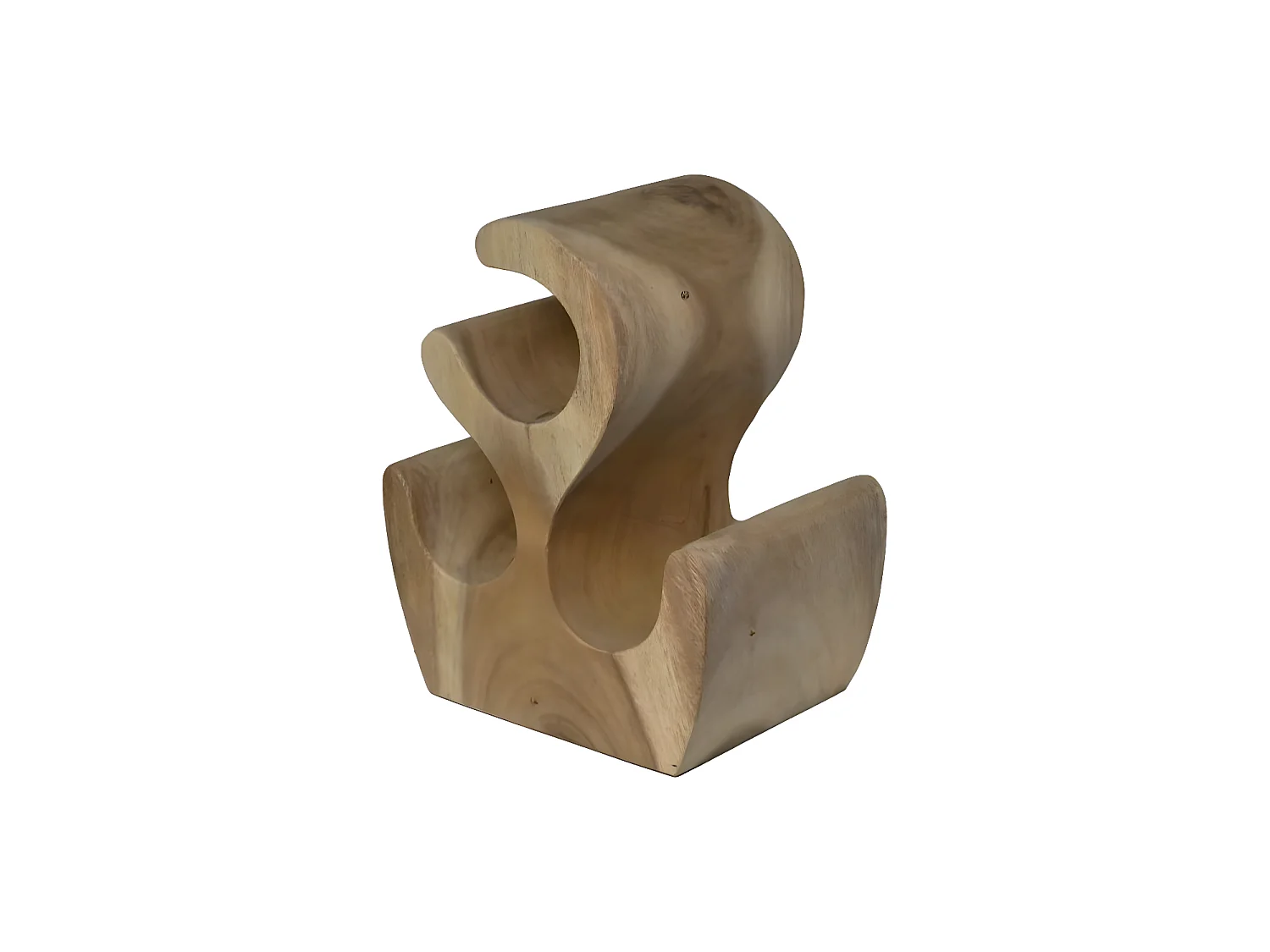 Porte-bouteille 3 bouteilles SH  Bois de munggur - Coloris naturel - 27x20x72 cm