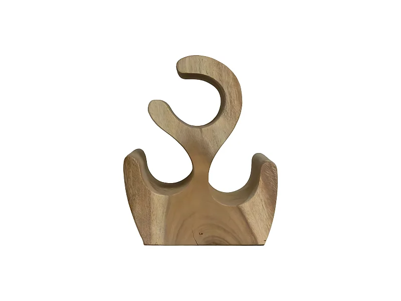 Porte-bouteille 3 bouteilles SH  Bois de munggur - Coloris naturel - 27x20x72 cm