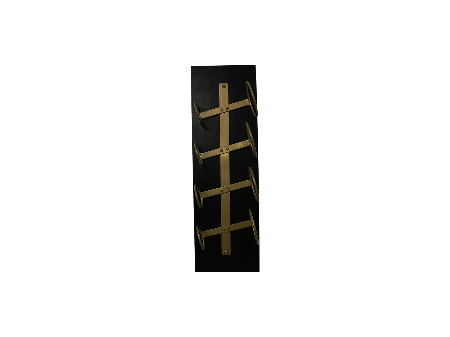 Porte-bouteilles suspendu 4 bouteilles - Bois de manguier/métal - noir/or - 20x13x65 cm