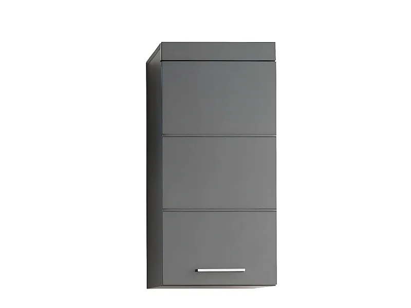 Meuble haut salle de bain mélaminé gris brillant.  L - H - P : 37 | 77 | 23 cm