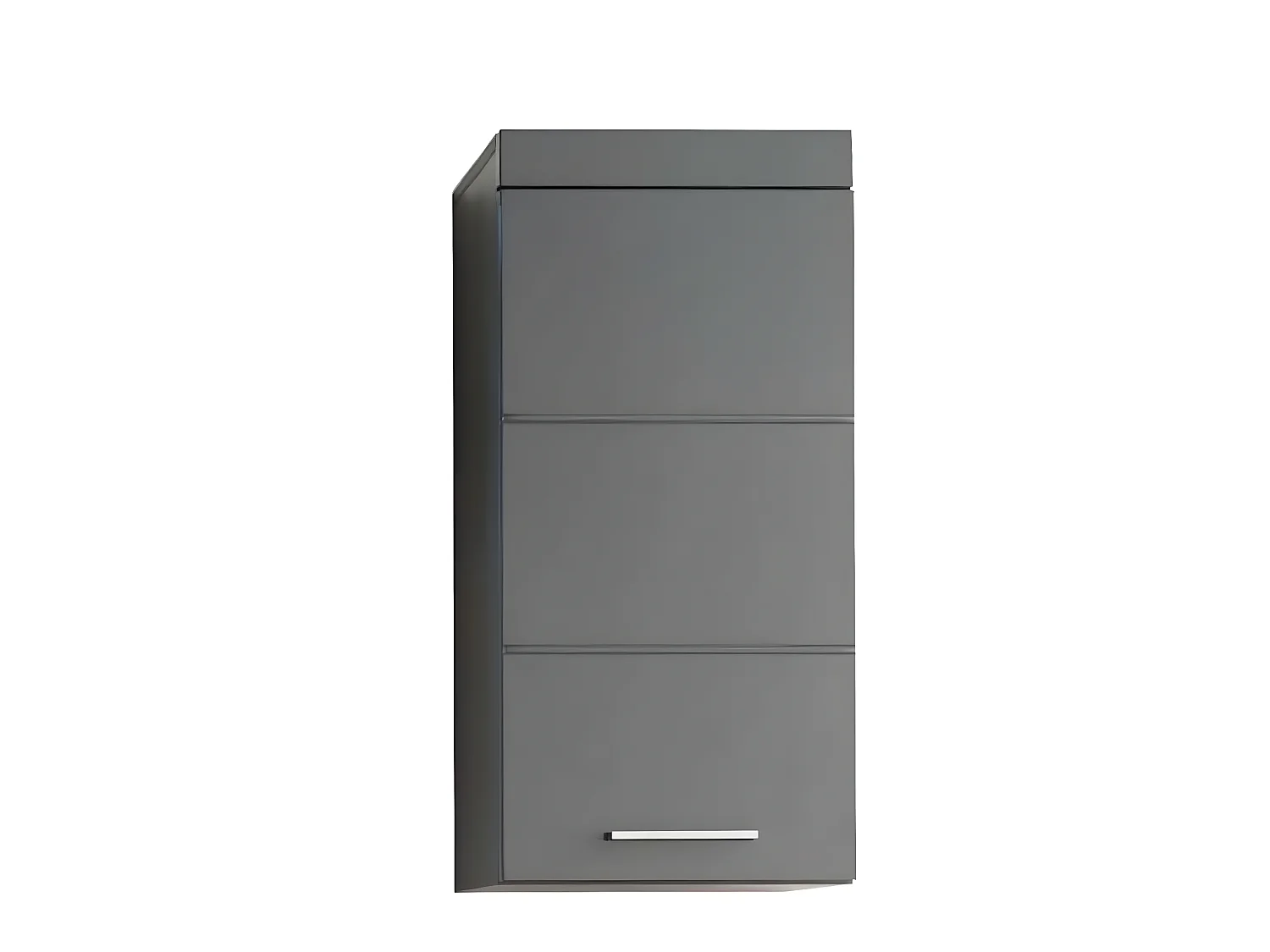 Meuble haut salle de bain mélaminé gris brillant.  L - H - P : 37 | 77 | 23 cm