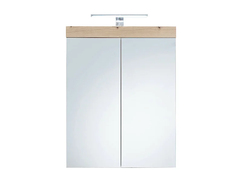 Meuble haut avec éclairage LED - Mélaminé - Naturel - 60 - 77 - 17 cm