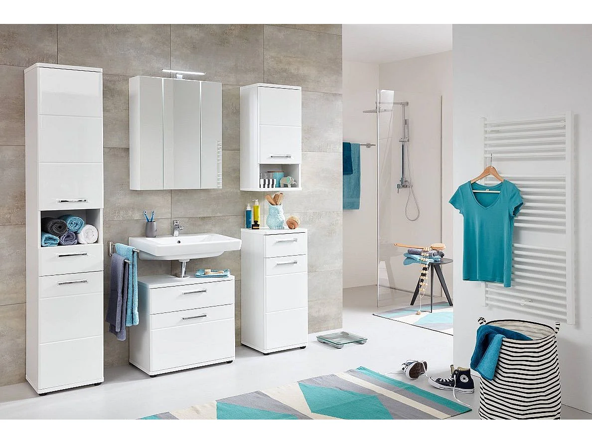 Armoire de toilette 1 porte mélaminé blanc Micko