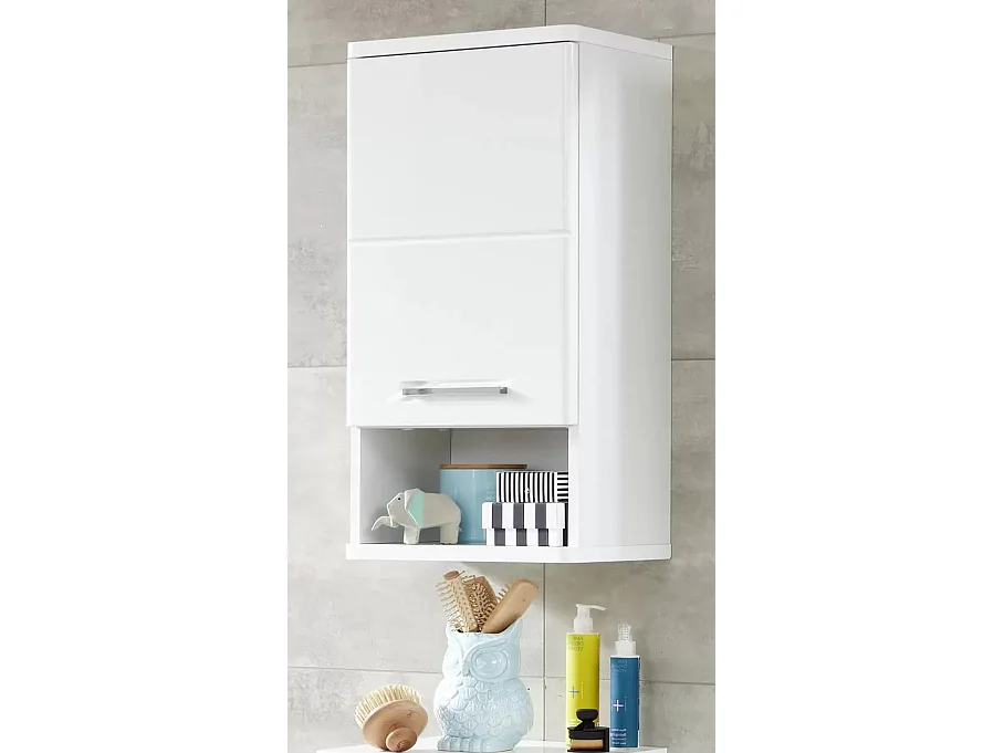 Armoire de toilette 1 porte mélaminé blanc Micko