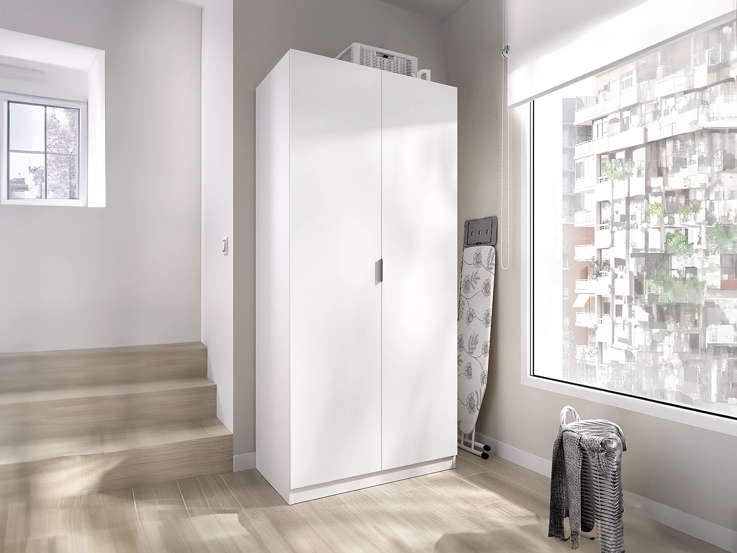Armoire 2 portes - L81 cm - Blanc - LISTOWEL