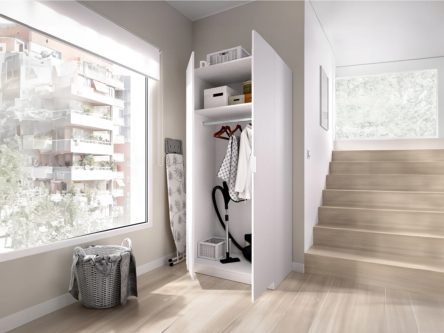 Armoire 2 portes - L81 cm - Blanc - LISTOWEL