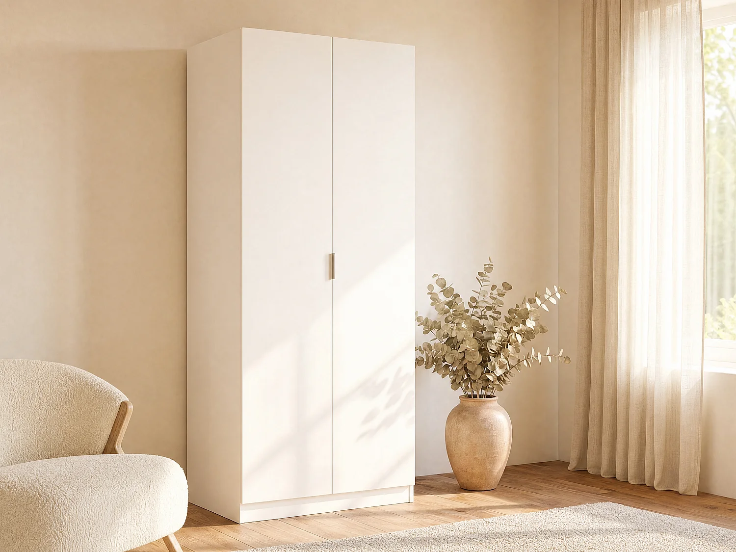 Kleiderschrank mit 2 Türen - 81 cm - Weiß - LISTOWEL