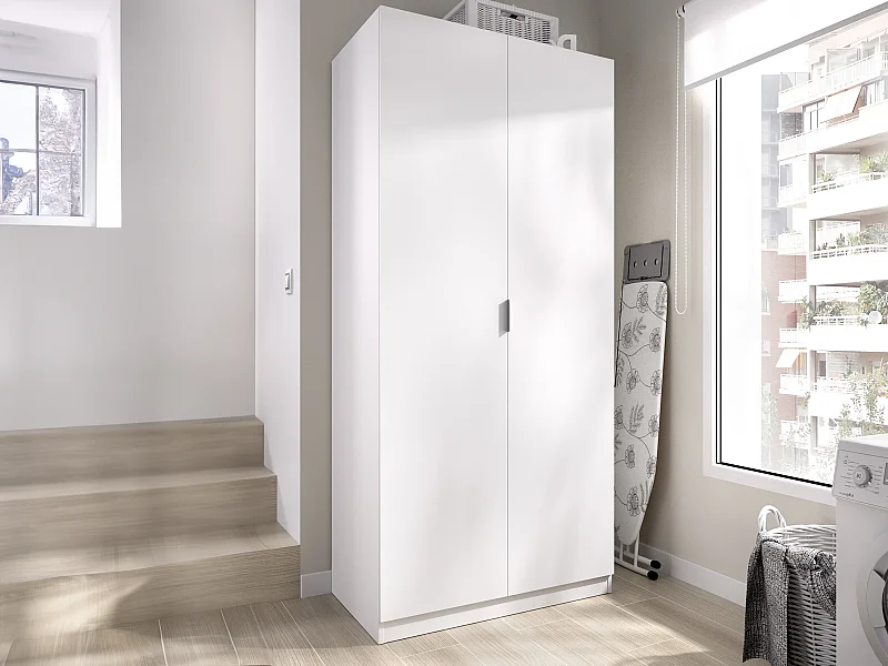 Garderobeskab 2 døre - L81 cm - Hvid - LISTOWEL