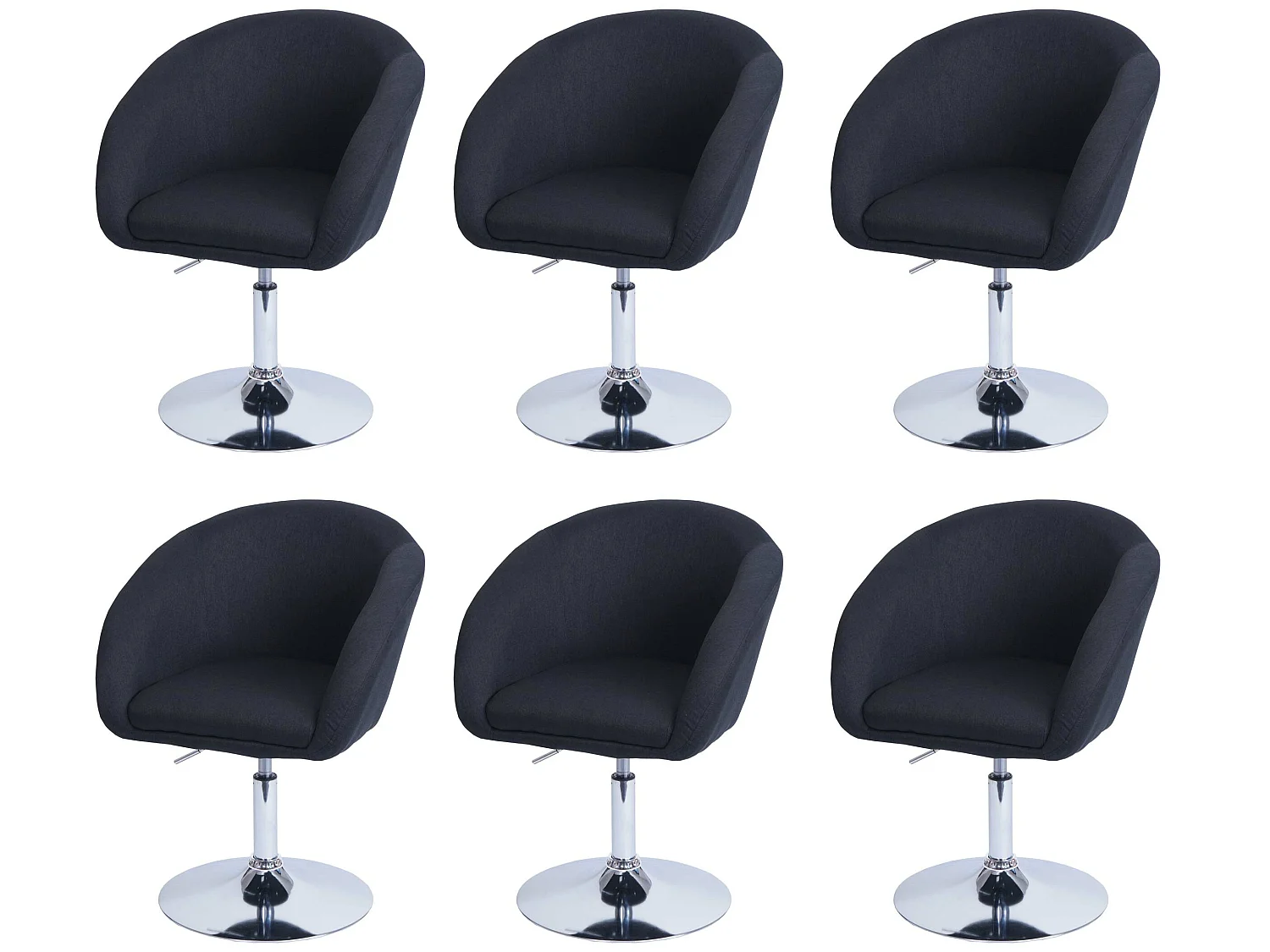 Chaise de salle à manger MCW-F19 (lot de 6),  tissu/textile anthracite