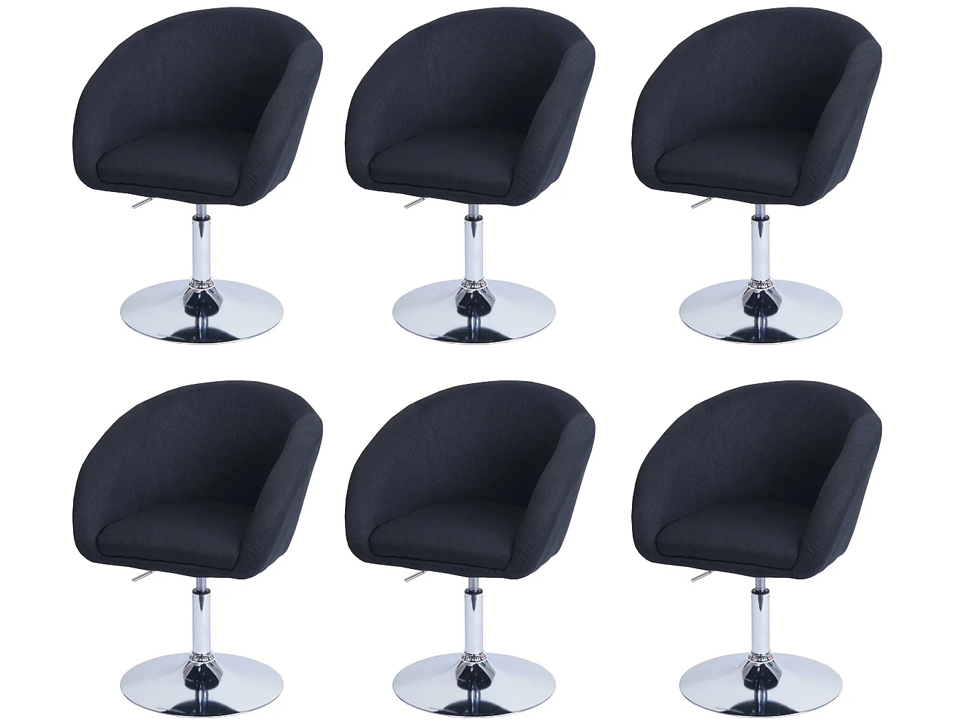 Chaise de salle à manger MCW-F19 (lot de 6),  tissu/textile anthracite