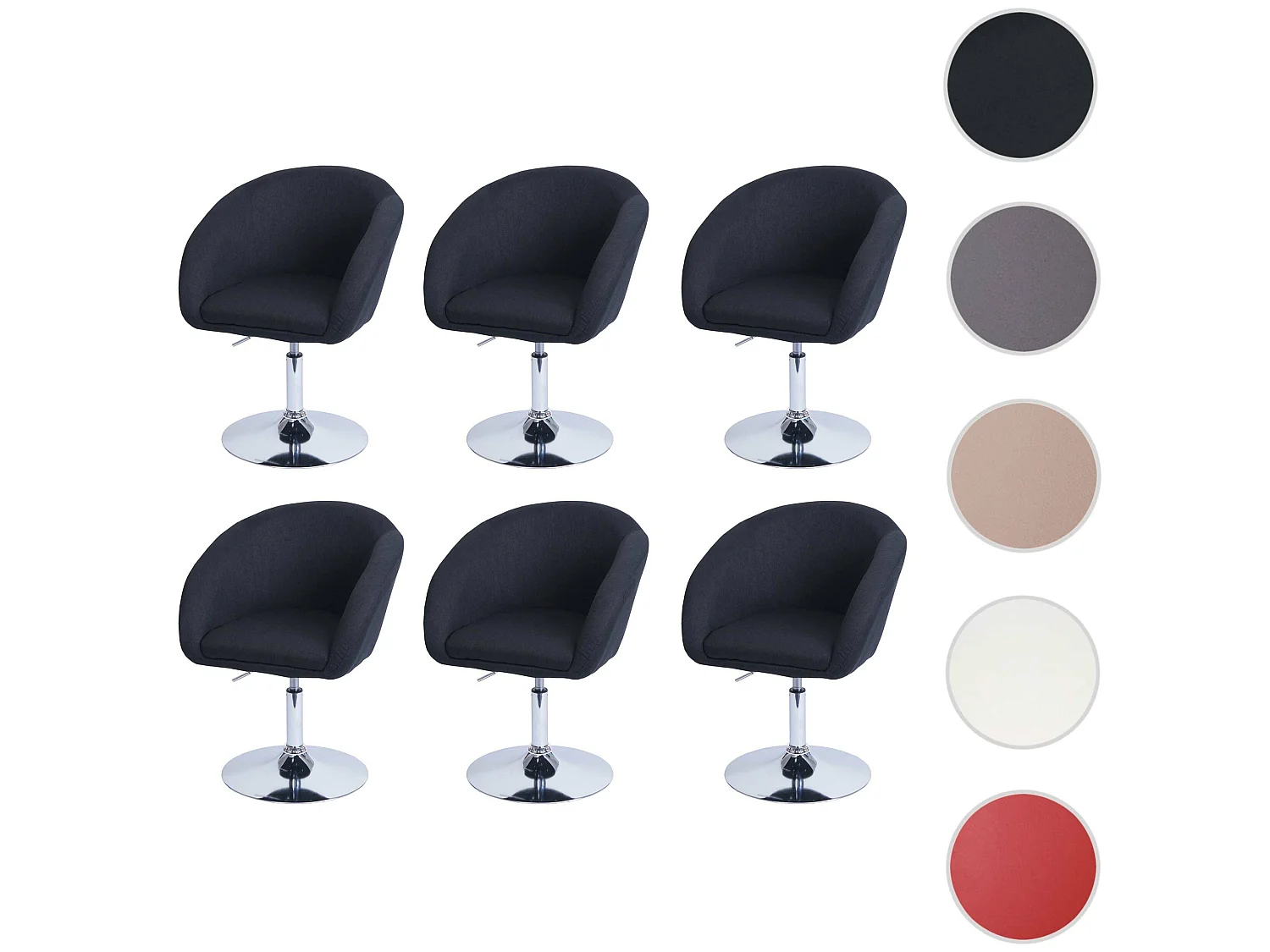 Chaise de salle à manger MCW-F19 (lot de 6),  tissu/textile anthracite