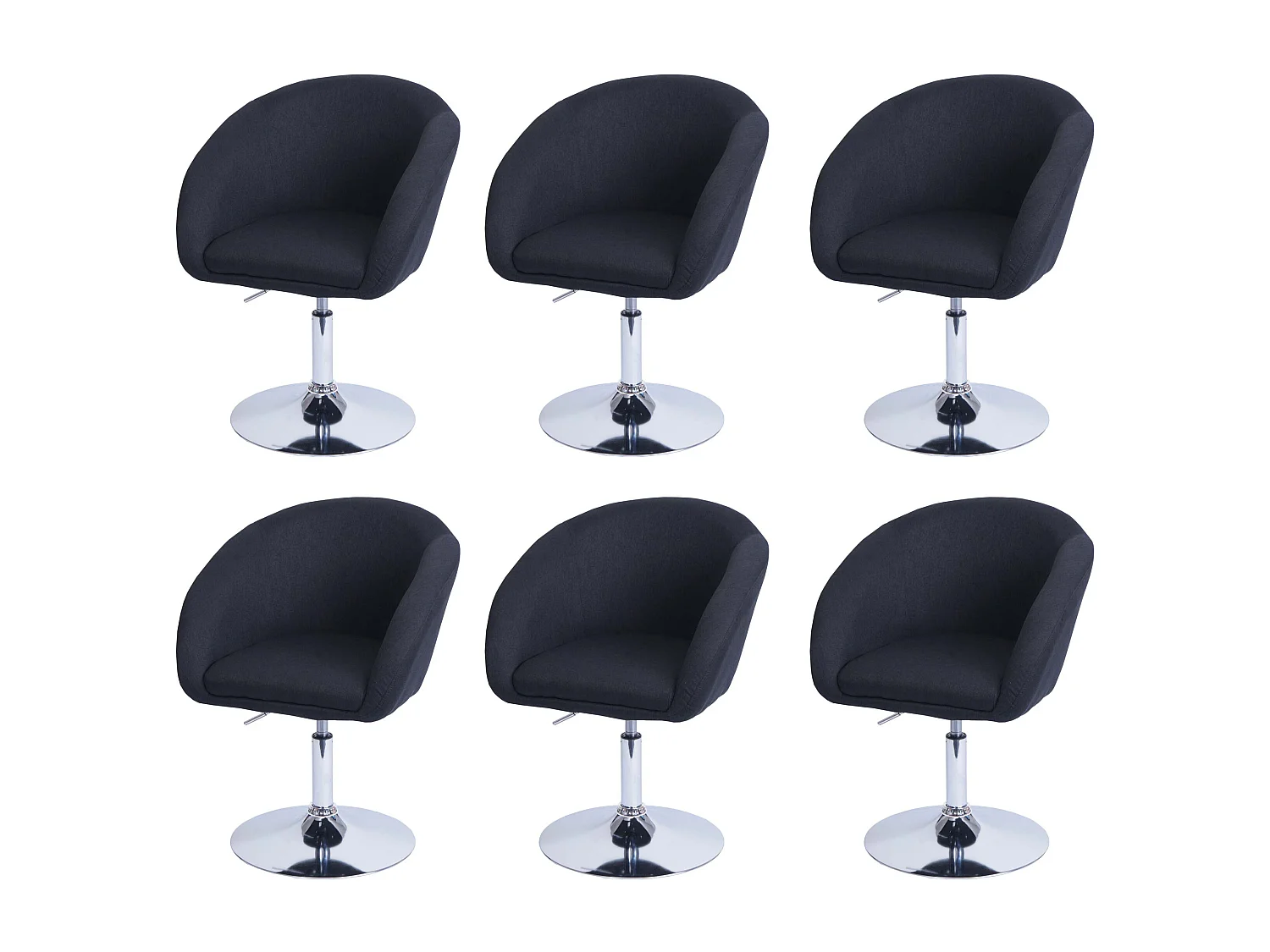 Dining chair MCW-F19 (set of 6),  fabric/textile in anthracite