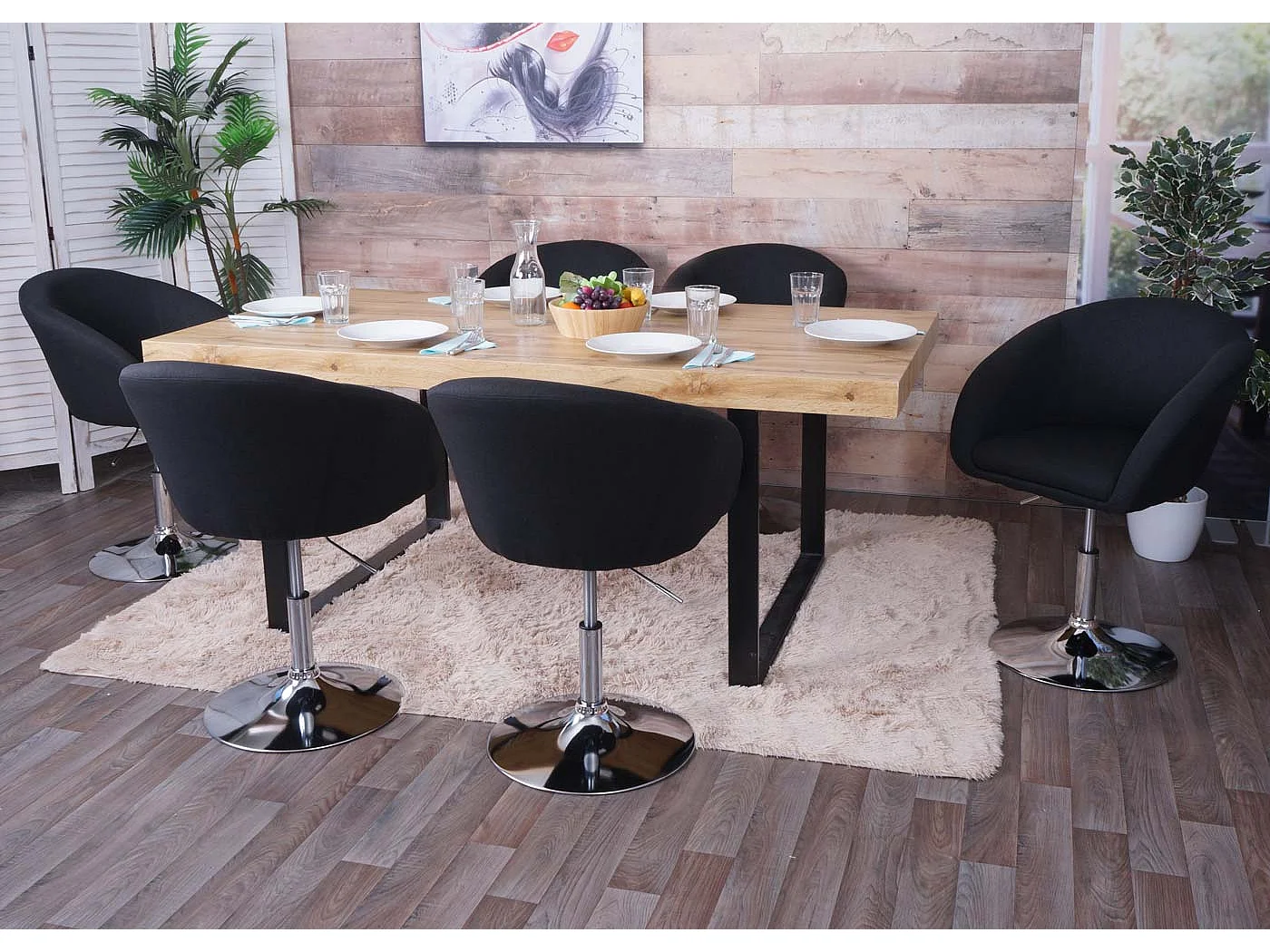 Dining chair MCW-F19 (set of 6),  fabric/textile in anthracite