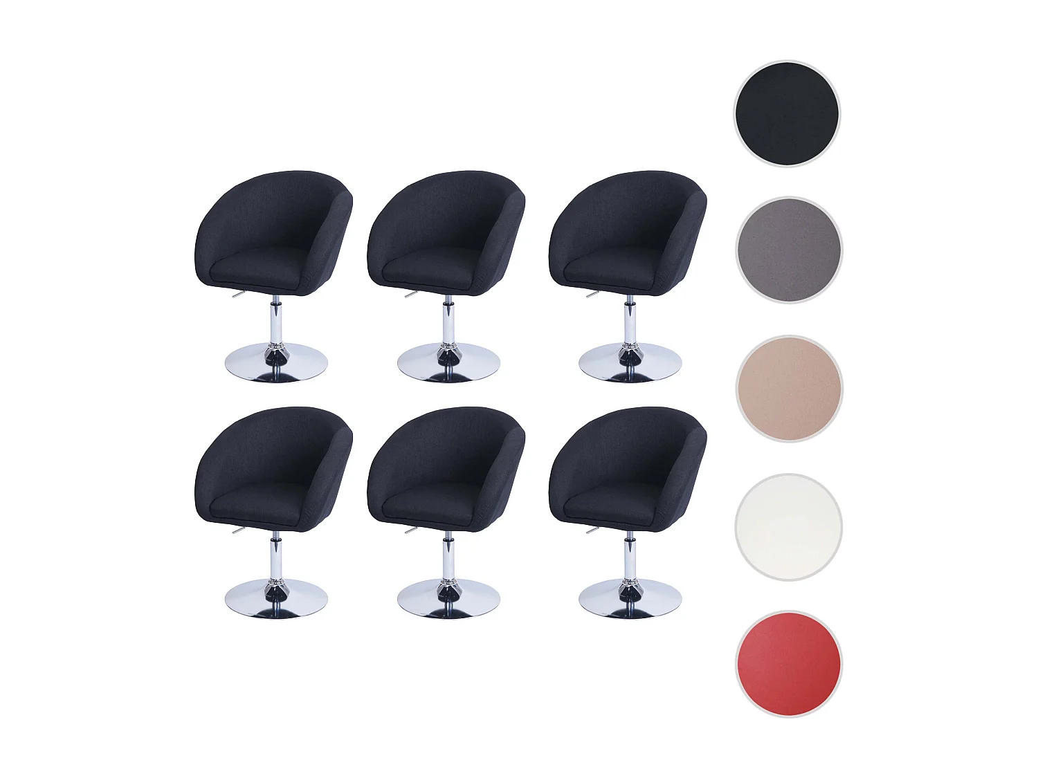 Dining chair MCW-F19 (set of 6),  fabric/textile in anthracite