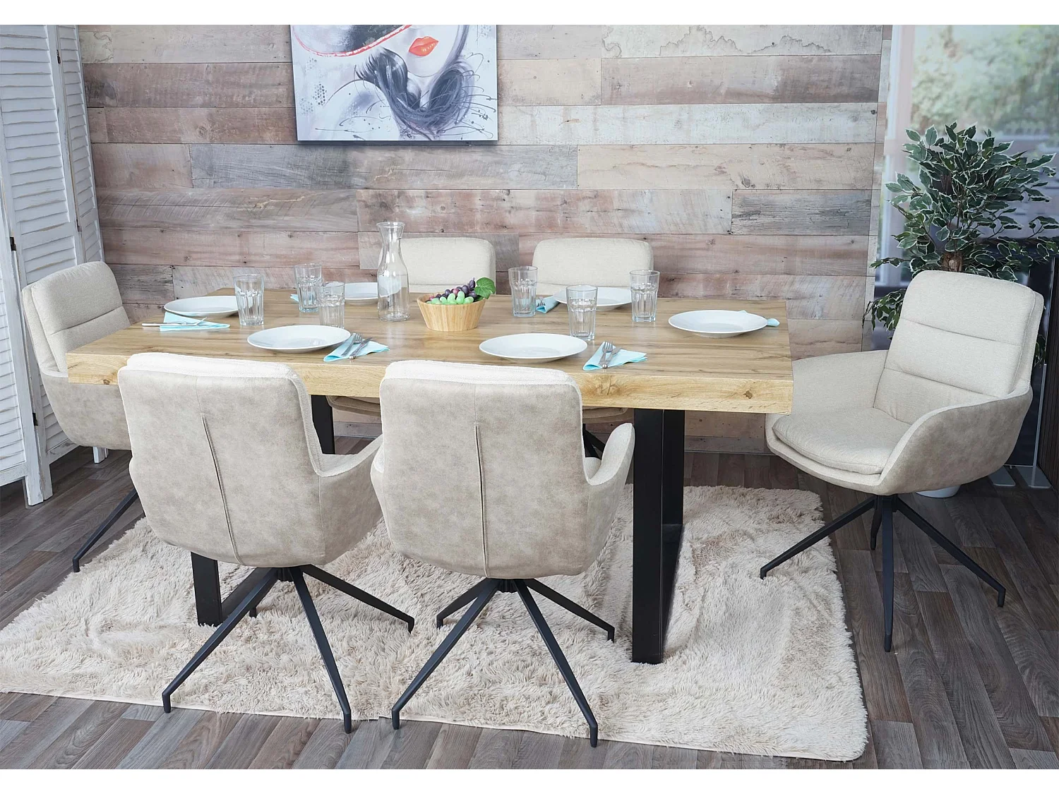 Krzesło do jadalni MCW-K32 (zestaw 6 sztuk),  kremowo-beżowy