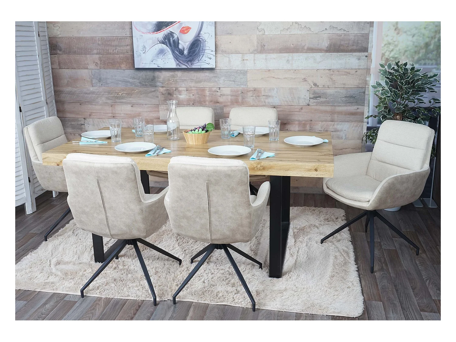 MCW-K32 eetkamerstoel (set van 6),  crème-beige