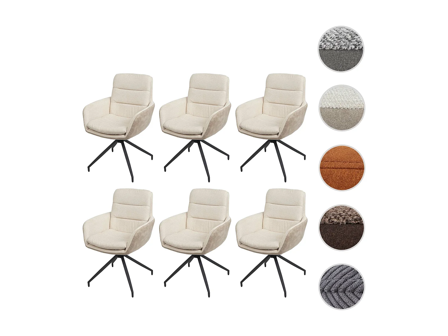 Chaise de salle à manger MCW-K32 (lot de 6),  crème-beige