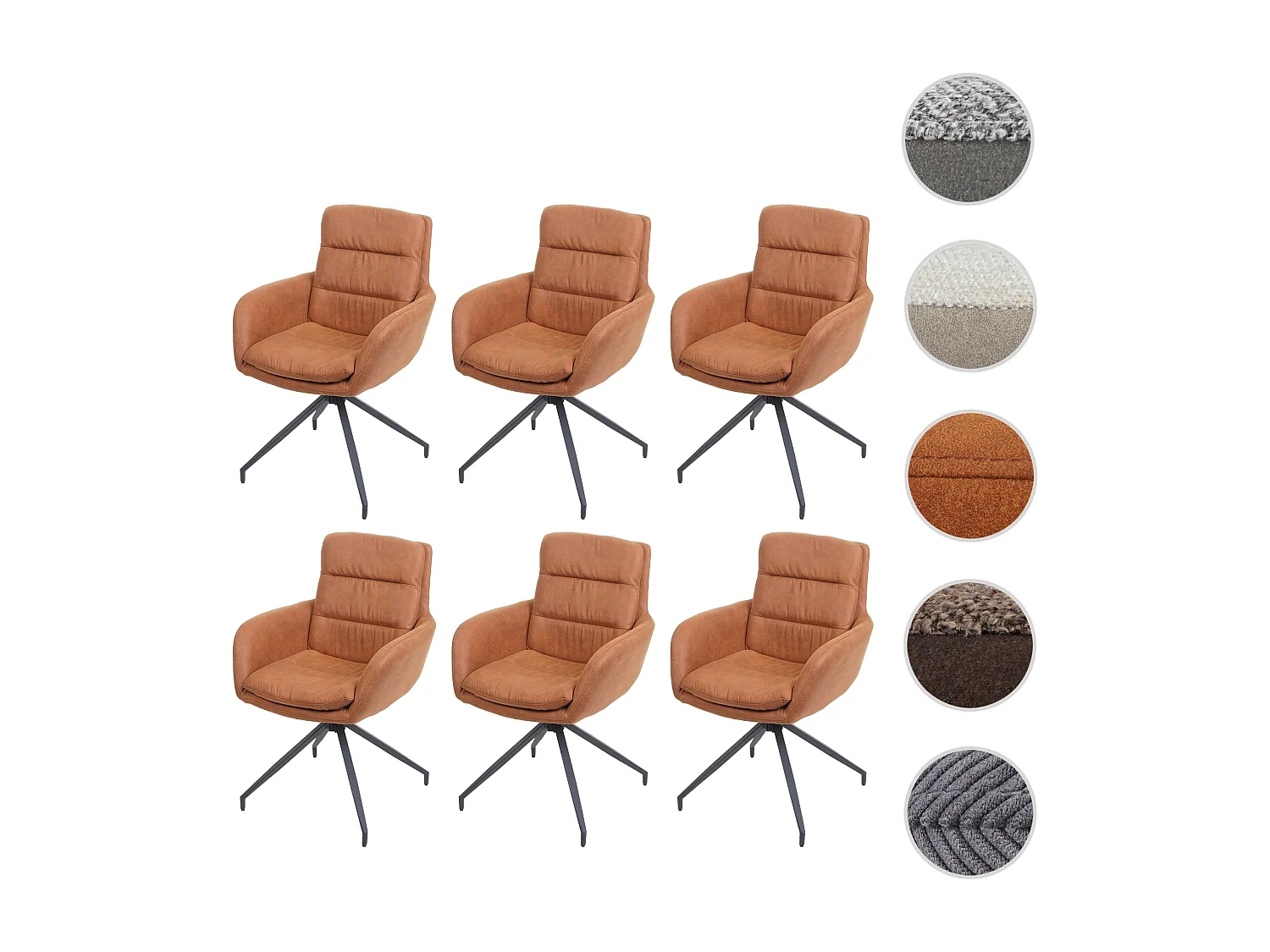 MCW-K32 eetkamerstoel (set van 6),  suede look bruin