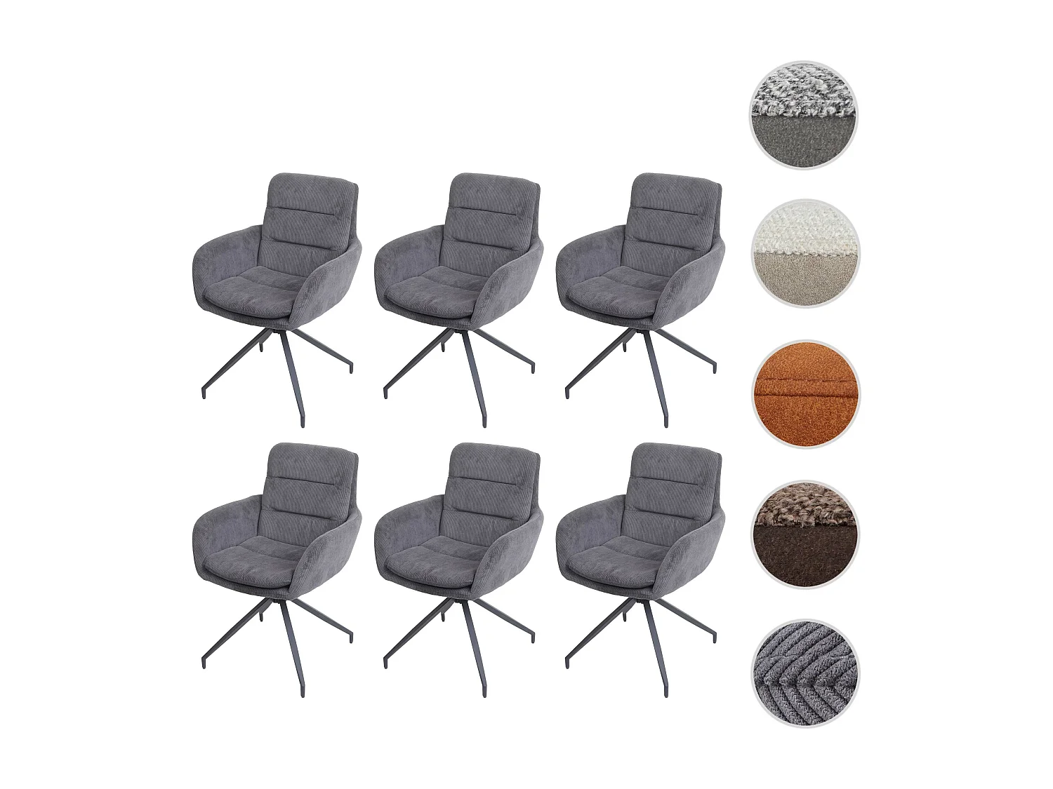 Cadeira de jantar MCW-K32 (conjunto de 6),  Cord grey