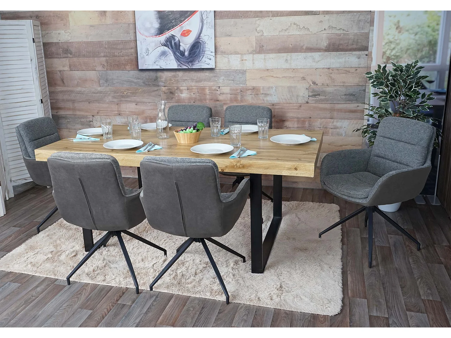 MCW-K32 eetkamerstoel (set van 6),  grijs-donkergrijs