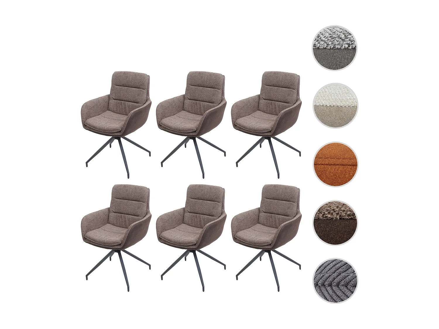 Krzesło do jadalni MCW-K32 (zestaw 6 sztuk),  brązowo-ciemnobrązowy