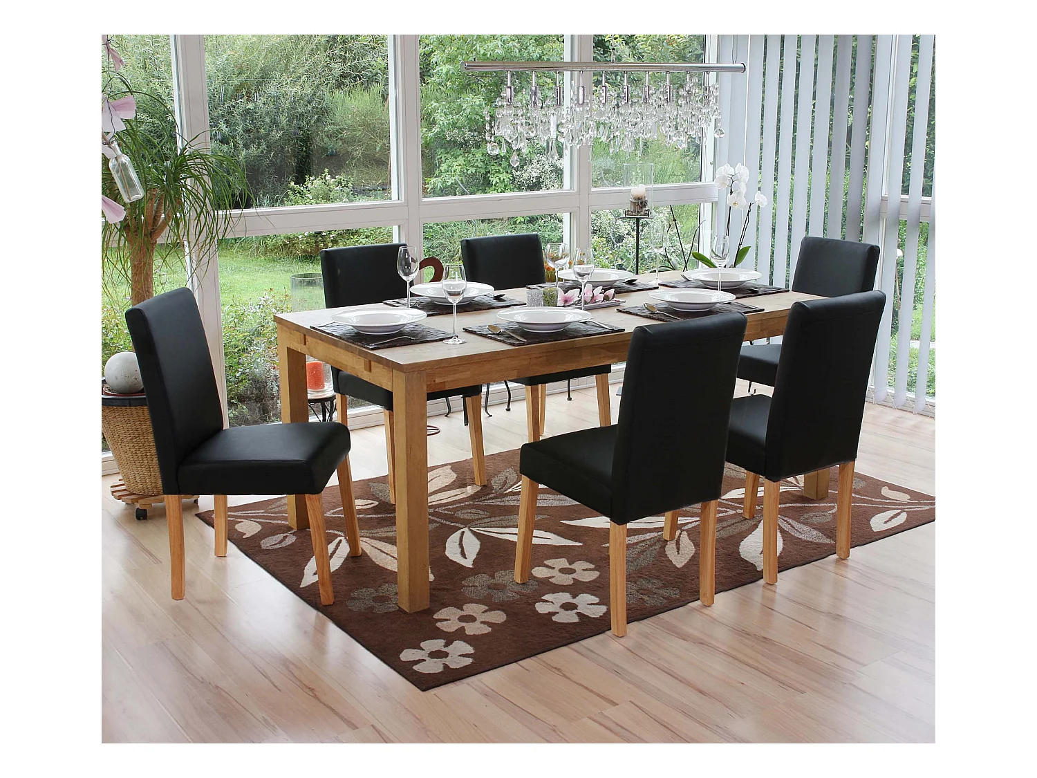 Chaise de salle à manger Littau similicuir (lot de 6),  simili-cuir, noir mat, pieds clairs