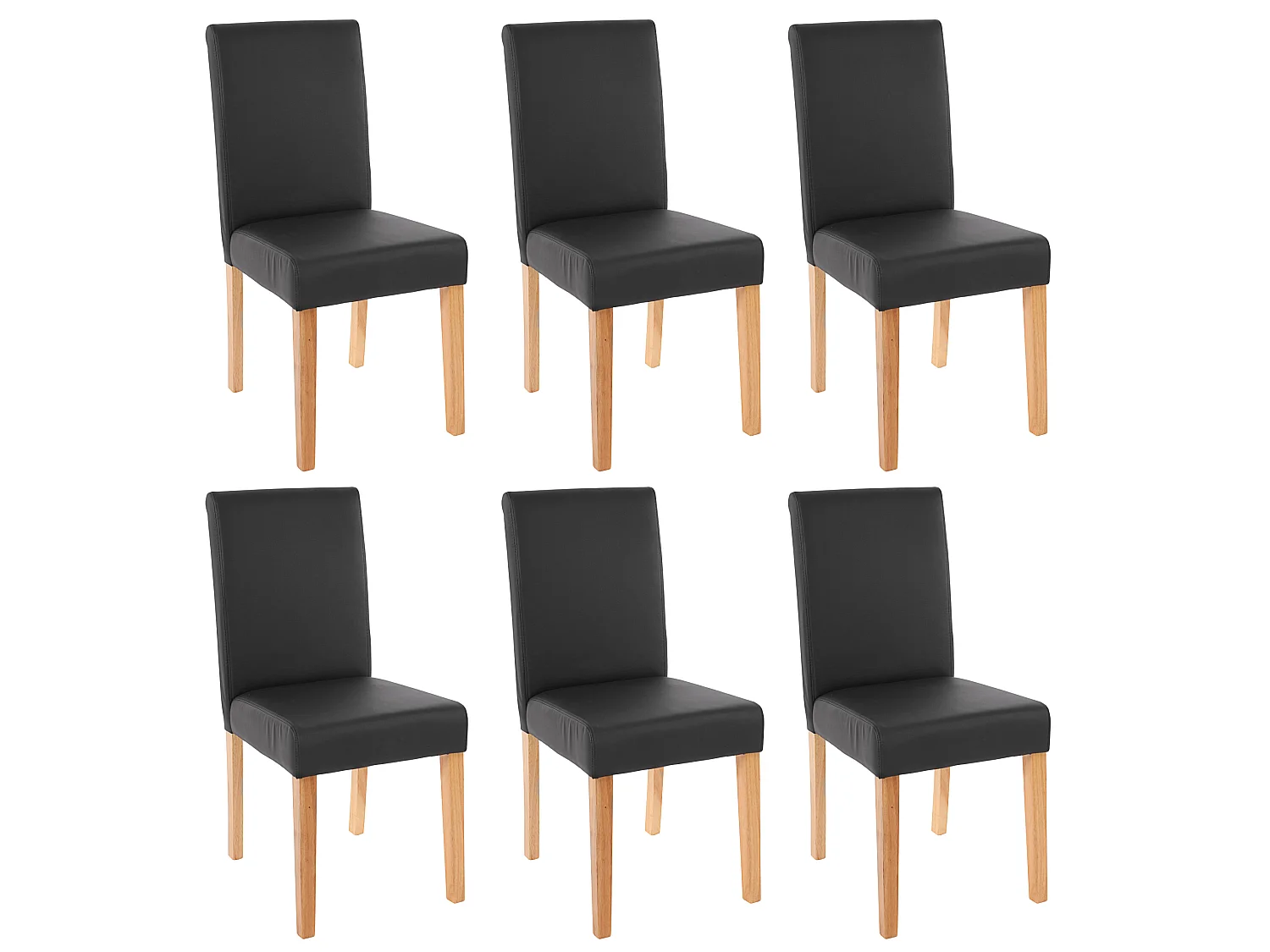Esszimmerstuhl Littau Kunstleder 6er-Set, Kunstleder, schwarz matt, helle Beine