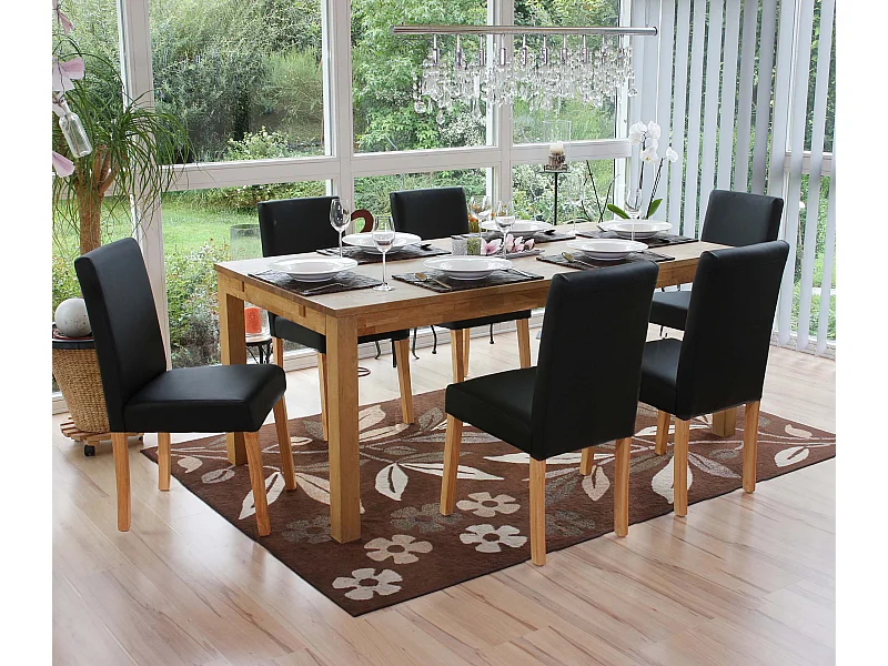 Chaise de salle à manger Littau similicuir (lot de 6),  simili-cuir, noir mat, pieds clairs