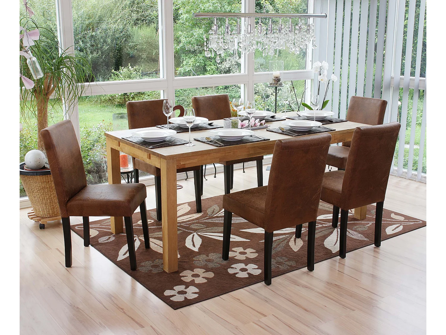 Zestaw 6 krzeseł do jadalni Littau ze sztucznej skóry,  tekstylia, imitacja zamszu, ciemne nogi