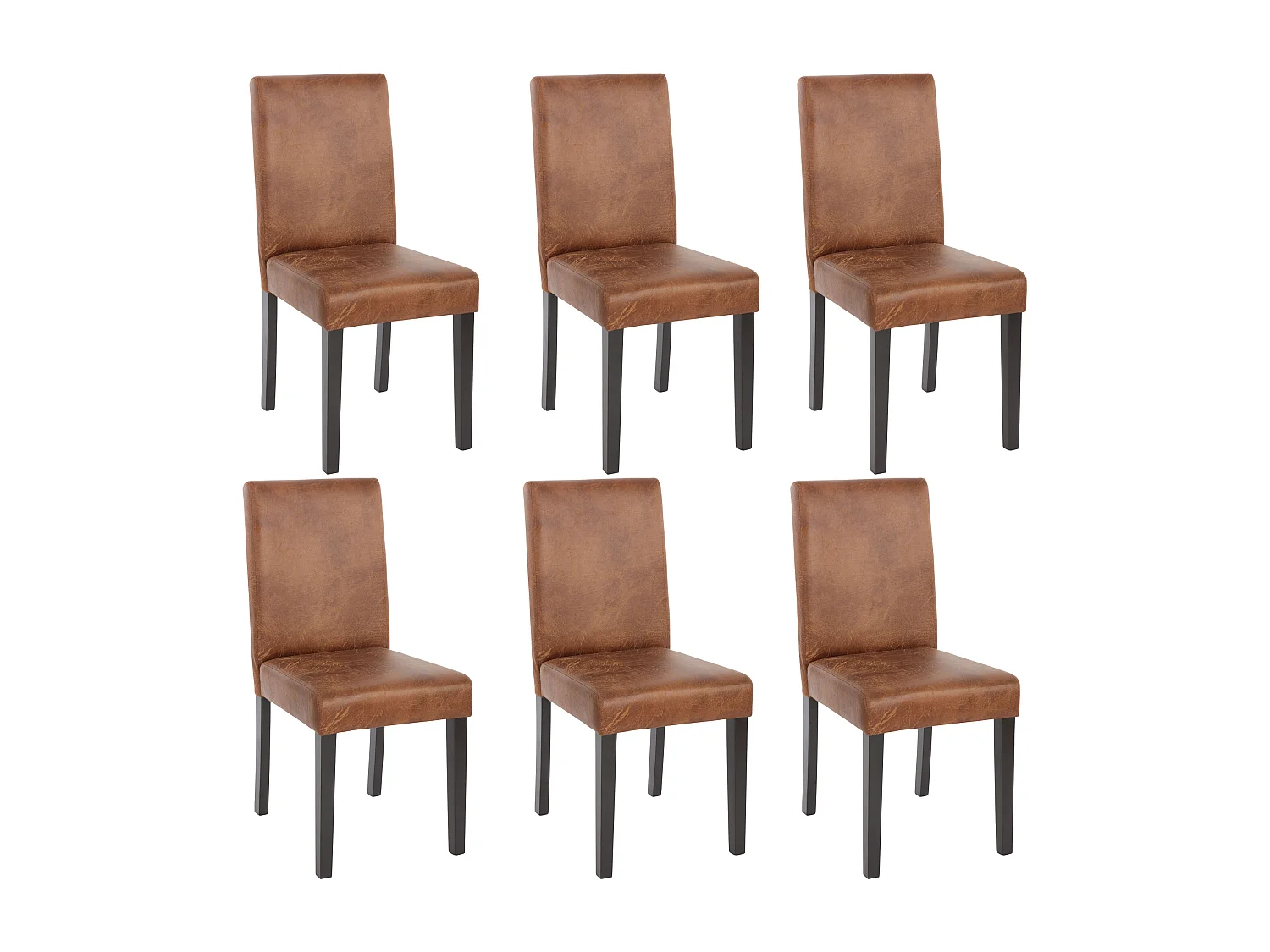 Conjunto de 6 cadeiras de jantar Littau em pele sintética,  têxtil, imitação de camurça, pernas escuras