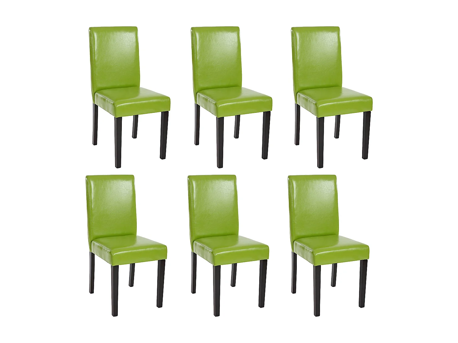 Juego de 6 sillas de comedor Littau de piel sintética,  polipiel, verde, patas oscuras