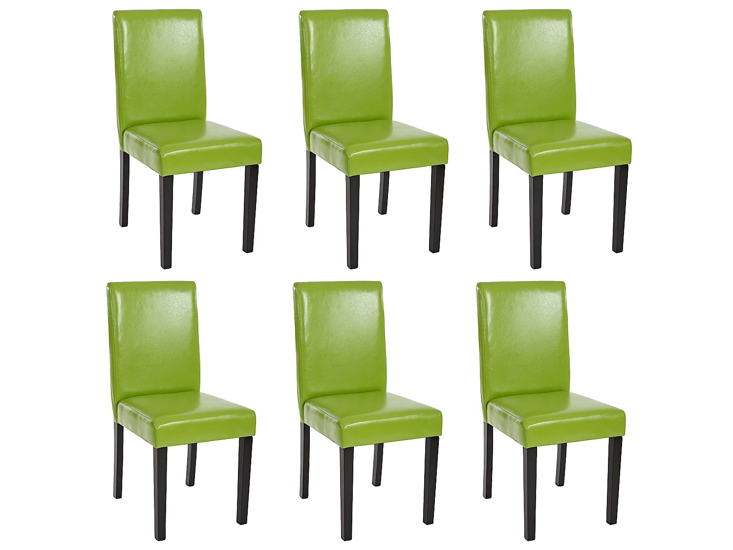 Zestaw 6 krzeseł do jadalni Littau ze sztucznej skóry,  imitacja skóry, zielony, ciemne nogi